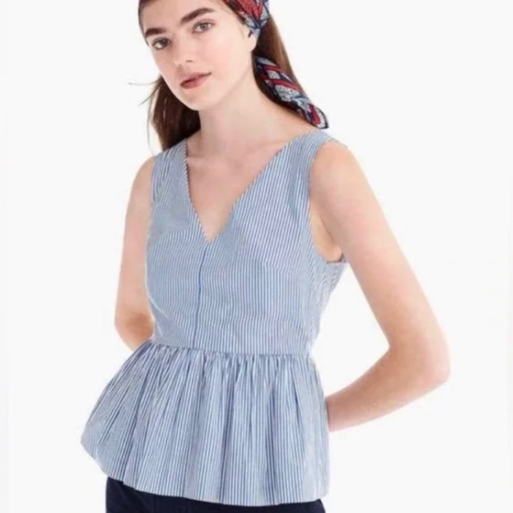 NWT J. Crew Striped Peplum Tank